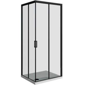 Domino pravokutna kabina 2v crni profil prozirno staklo