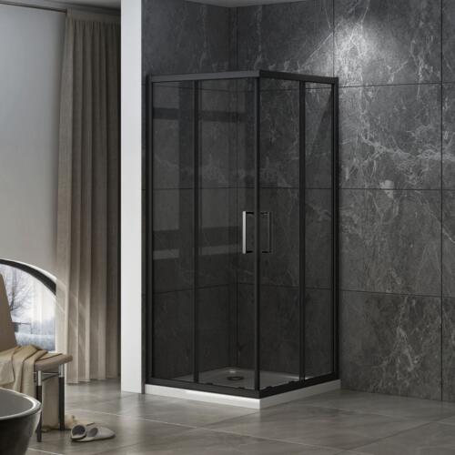 Domino tuš kabina, crni profil, zatamnjeno staklo, kvadratna